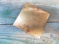 French Antique Brass Powder Makeup box with hand painted procelain medaillion s512