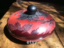 French Art Deco Cameo Glass Powder Bowl Signed Paradis