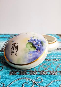 French Jewelry Ring Holder Hand Painted AKD Porcelain