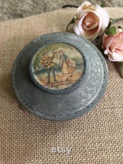 French Victorian Antique Trinket Powder Box, Antique Trinket Box, Victorian People, Dresser Box