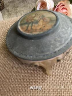 French Victorian Antique Trinket Powder Box, Antique Trinket Box, Victorian People, Dresser Box