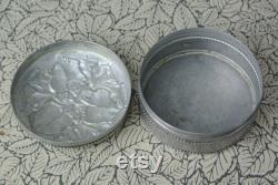 French Vintage Compact Powder Box Art Nouveau Embossed Flora