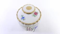 French Vintage Limoges Hand painted Floral Porcelain Powder or Jewelry Box signed H. Authier (T56)