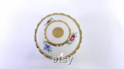 French Vintage Limoges Hand painted Floral Porcelain Powder or Jewelry Box signed H. Authier (T56)