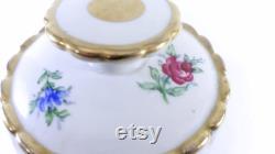 French Vintage Limoges Hand painted Floral Porcelain Powder or Jewelry Box signed H. Authier (T56)