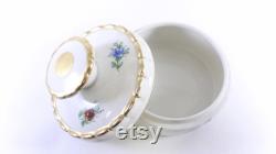 French Vintage Limoges Hand painted Floral Porcelain Powder or Jewelry Box signed H. Authier (T56)