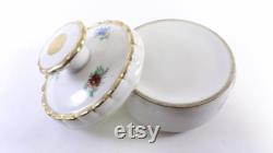 French Vintage Limoges Hand painted Floral Porcelain Powder or Jewelry Box signed H. Authier (T56)