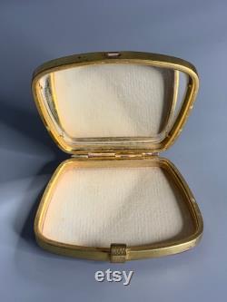 French vintage compact powder box and pocket hand mirror