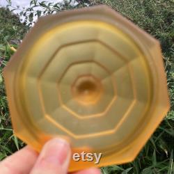 Frosted Amber Glass Powder Jar Sowerby Art Deco Trinket Pot