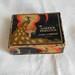 GOLDEN PEACOCK Face POWDER Box Black Orange Gold Art Deco Flapper 3 x 2.5 x 1 Cardboard Antique Vanity Decor De Long Hair Pins Shabby Chic