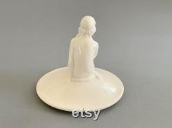 German Dresser Doll Figural Nude Lady Jar White Porcelain Lady Powder Jar Vanity Box Vanity Storage Box Old German White Powder Jar