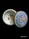Gilt Bronze Dresden Elfinware Germany Porcelain Powder Box withblue flowers
