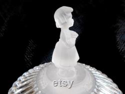 Glass Covered Trinket Powder Dish with Girl Shaped Handle 23525