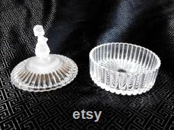 Glass Covered Trinket Powder Dish with Girl Shaped Handle 23525