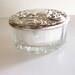 Glass Powder Jar with Silver Plated Lid, Vintage Godinger Victorian Bouquets Powder Box, Gifts for Women, Vanity Jar