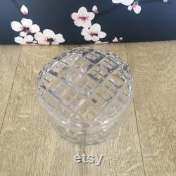 Glass trinket or powder pot , dressing table decor, clear cut glass container