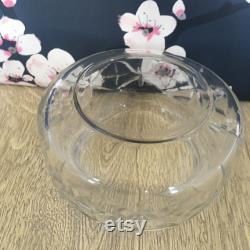 Glass trinket or powder pot , dressing table decor, clear cut glass container