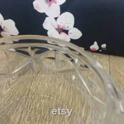Glass trinket or powder pot , dressing table decor, clear cut glass container