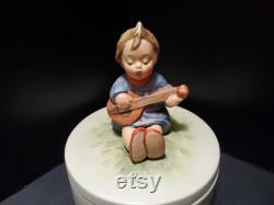 Goebel Hummel Little Girl Playing Mandolin Bisque Powder Box