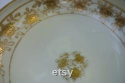 Gold Embossed Nippon Morimura Footed Nut Bowl with 4 Smaller Serving Bowls Set