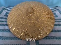 Gold Powder Box, Hollywood Regency Weeping Bright Lidded Candy Dish