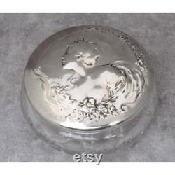 Gorham Sterling SilverArt Nouveau Crystal Powder Jar Vintage