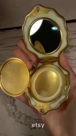 Graceful, silver, gilded, vintage powder box SHELL, Powder box USSR.