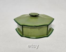 Green Celluloid Powder Box-Hampton Arch-Amerith-Nice Condition