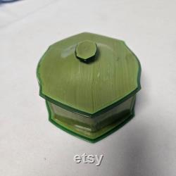 Green Celluloid Powder Box-Hampton Arch-Amerith-Nice Condition
