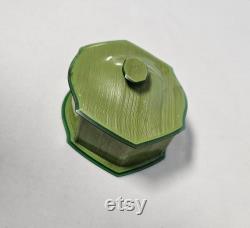 Green Celluloid Powder Box-Hampton Arch-Amerith-Nice Condition