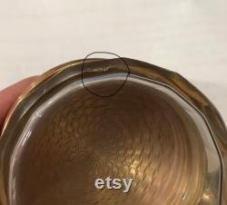 Green Enamel on Copper Brass Guilloche Dresser Glass Jar Marked Germany