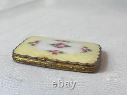 Guilloché Compact Enamel Roses Double Vanity Scalloped Edges Mirrored Powder Box