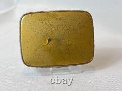 Guilloché Compact Enamel Roses Double Vanity Scalloped Edges Mirrored Powder Box