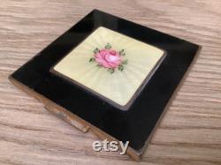 H93 Vintage compact with guilloche enamel rose