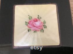 H93 Vintage compact with guilloche enamel rose