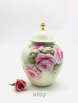 Hand-Painted English Porcelain Powder Jar Decorated with Roses Aynsley Inspired Cabbage Rose Pretty Flower Trinket Pot made in England