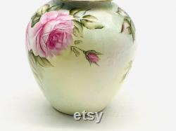 Hand-Painted English Porcelain Powder Jar Decorated with Roses Aynsley Inspired Cabbage Rose Pretty Flower Trinket Pot made in England