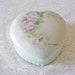 Hand Painted Heart Shaped China Powder Box.Vintage China Powder Heart Box with Pink Roses