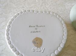 Hand Painted Heart Shaped China Powder Box.Vintage China Powder Heart Box with Pink Roses