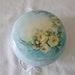 Hand Painted Powder Trinket Box .Vintage China Powder Round Box with Yellow Roses Hand Painted