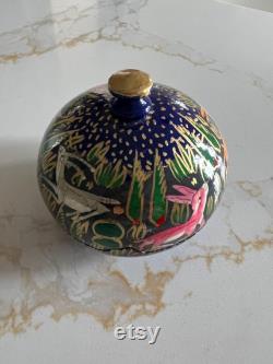 Hand painted forest scene papier-mâché trinket powder box gift made in Kashmir