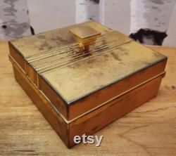 Hickok Powder Trinket Box 14kt Plated Brass Vintage 1960s SALE Was 46 Now 40