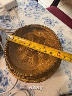 Hollywood Regency Gold Tone Ormolu Style Vanity Powder Box Glass Insert