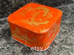 Houbigant Coeur De Jeanette Powder Box Perfume Pale Pink Asian Motif Paris Cosmetics Makeup Collectible