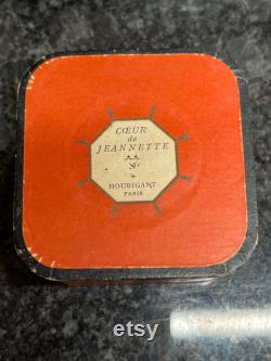 Houbigant Coeur De Jeanette Powder Box Perfume Pale Pink Asian Motif Paris Cosmetics Makeup Collectible