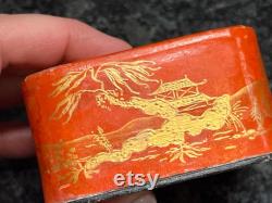 Houbigant Coeur De Jeanette Powder Box Perfume Pale Pink Asian Motif Paris Cosmetics Makeup Collectible