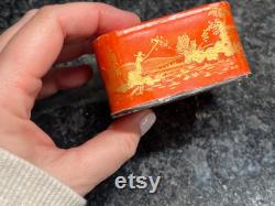 Houbigant Coeur De Jeanette Powder Box Perfume Pale Pink Asian Motif Paris Cosmetics Makeup Collectible