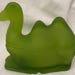 Humphrey Camel Powder Jar Green Frosted Westmoreland Glass Company