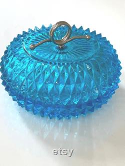 Indiana Capri Diamond Point Powder Dish, Lidded Powder, Candy Dish, Bathroom Soap Dish, Powder Room Decor, Gift for Her