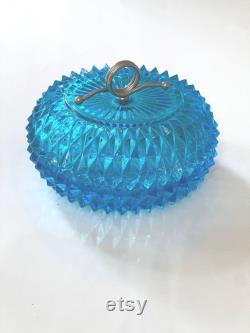 Indiana Capri Diamond Point Powder Dish, Lidded Powder, Candy Dish, Bathroom Soap Dish, Powder Room Decor, Gift for Her